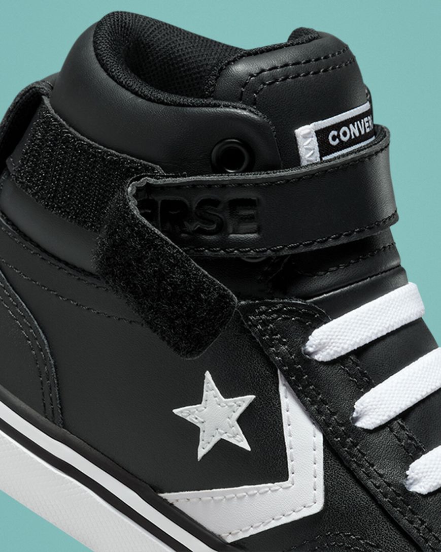 Dívčí Boty Vysoké Converse Pro Blaze Páskové Læder Černé Bílé | CZ F31QZ46